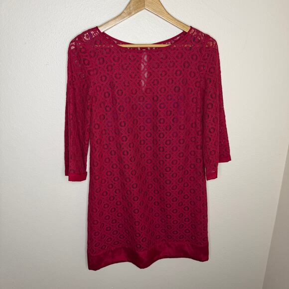 Laundry By Shelli Segal Rouge Red Lace Overlay Dress Size 4 - Picture 1 of 11